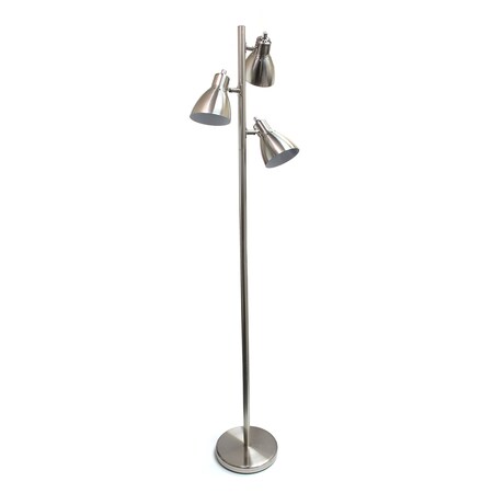 Creekwood Home Traditional 3 Light Metal Tree Floor Lamp with Metal Adjustable Spotlight Shades, Brushed Nickel CWF-3003-BN